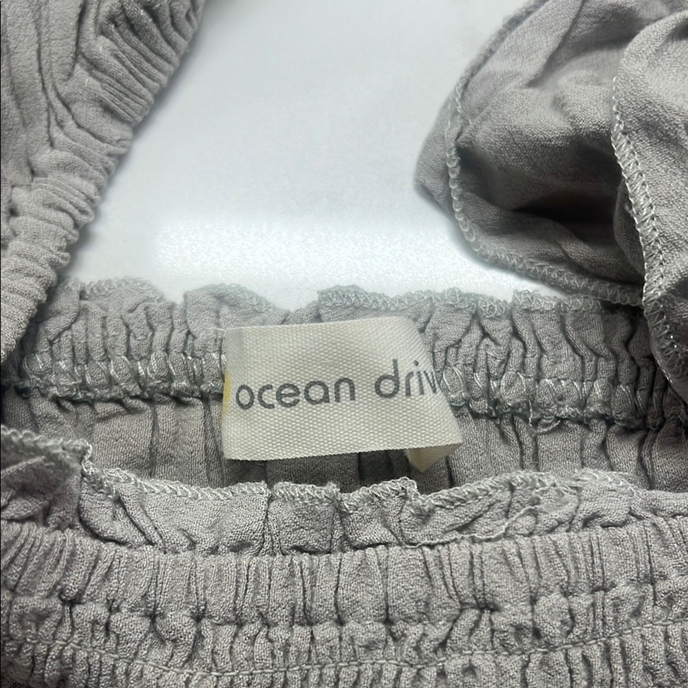 Ocean Drive Light Gray Ruffled Blouse - Picture 2 of 3